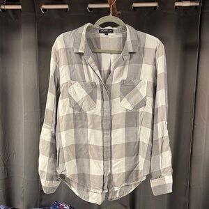 Velvet Heart Light Gray Checkered Flannel Shirt